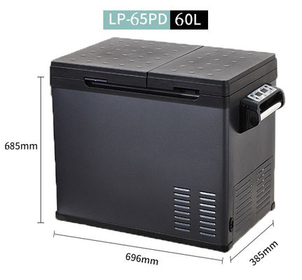Snel koelende 60 liter auto koelkast met dubbele temperatuur en dubbele bediening